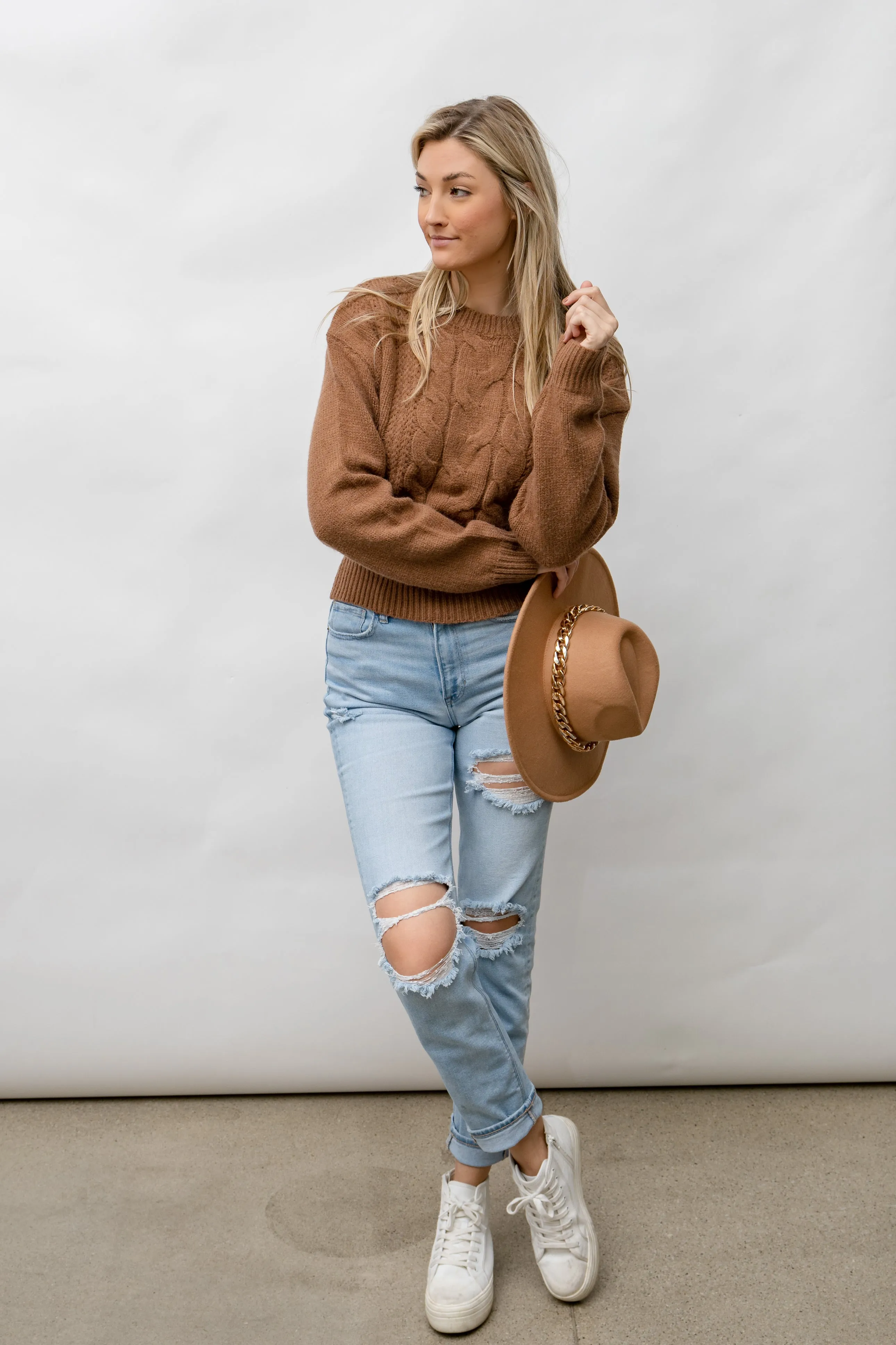 Adrian Knit Sweater -  CARAMEL