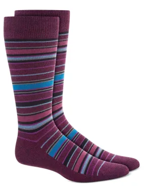 ALFANI Mens Purple Rayon Striped Moisture Wicking Casual Crew Socks