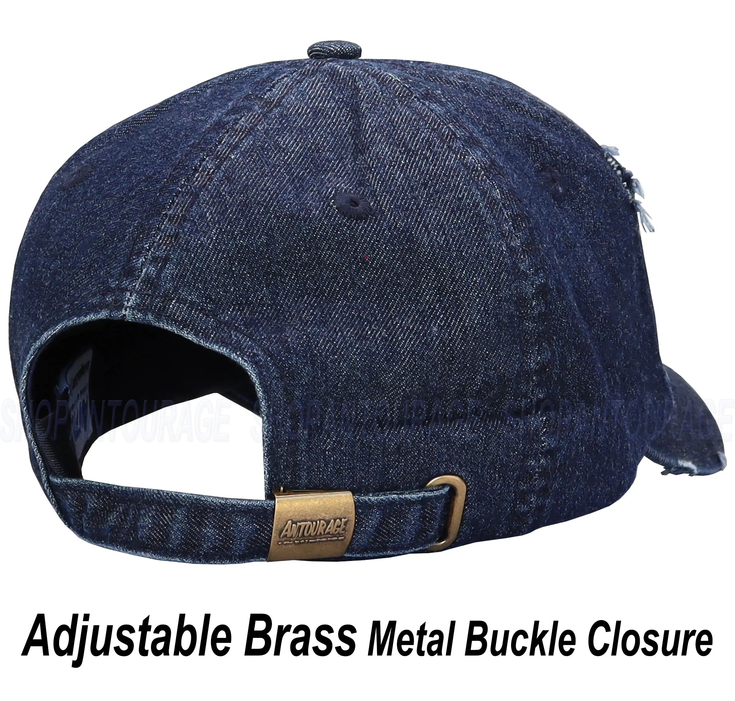 ANTOURAGE Vintage Distressed Unisex Washed Plain Cotton New Baseball Dad Hat Cap - Dark Denim - 10 Units ($5.50 Ea.)