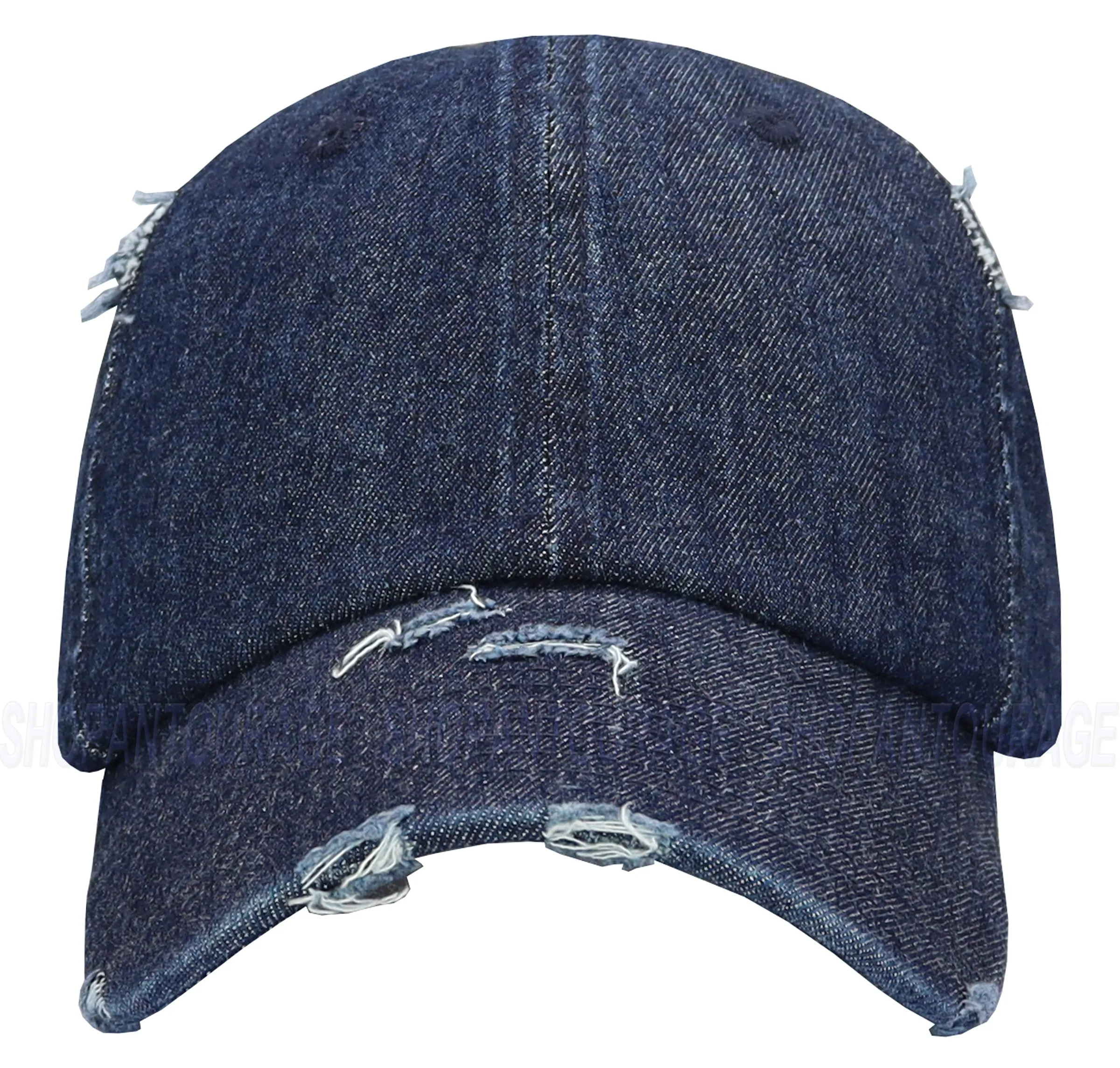 ANTOURAGE Vintage Distressed Unisex Washed Plain Cotton New Baseball Dad Hat Cap - Dark Denim - 10 Units ($5.50 Ea.)