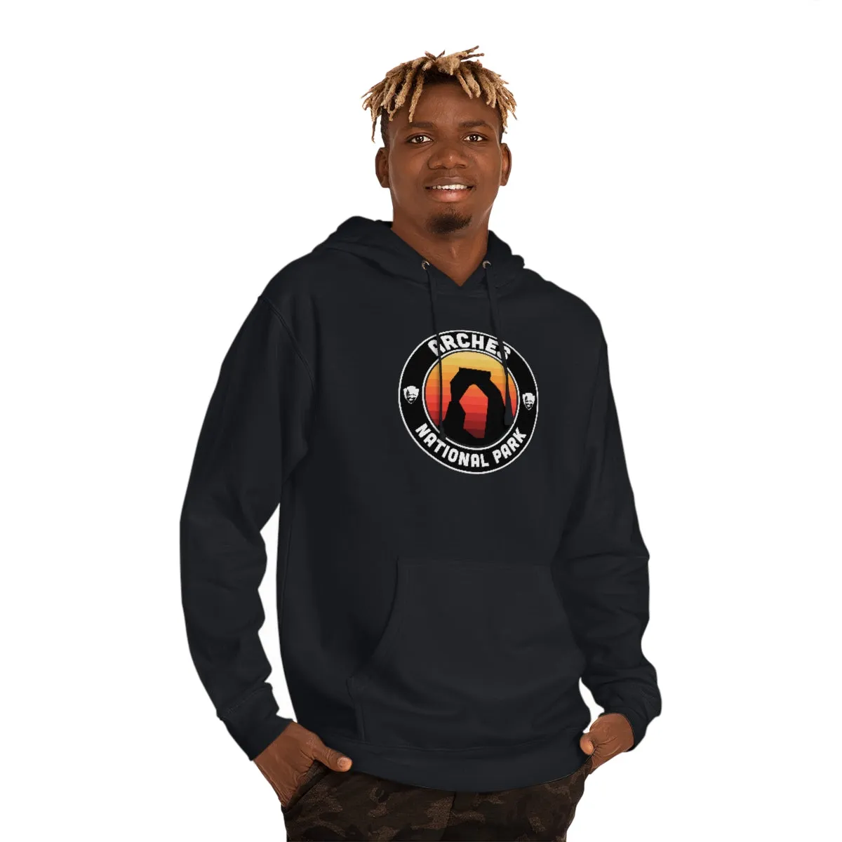 Arches National Park Hoodie - Round Emblem Design