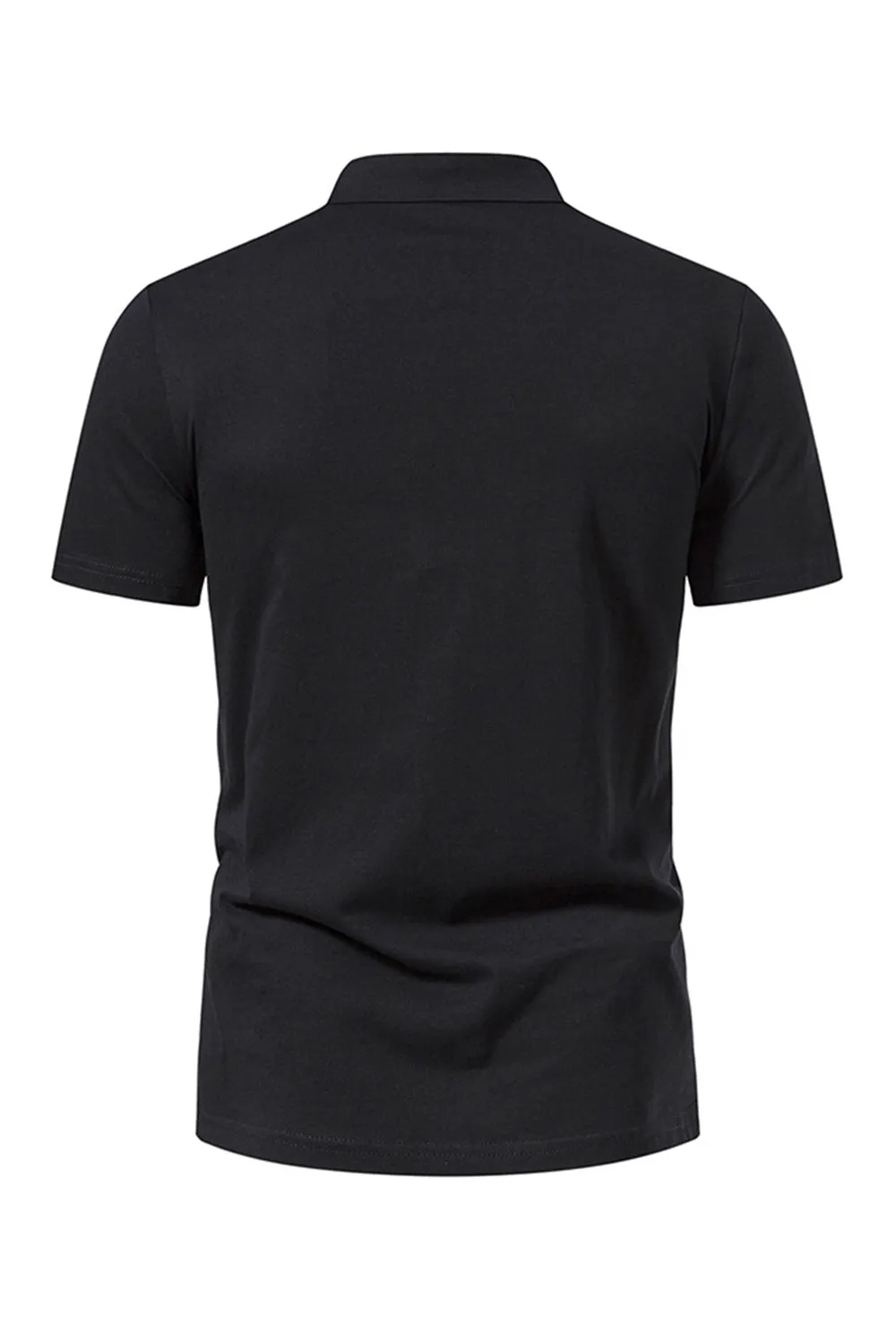 Army Green Short Sleeves Lace-up Collar Casual Polo Shirt