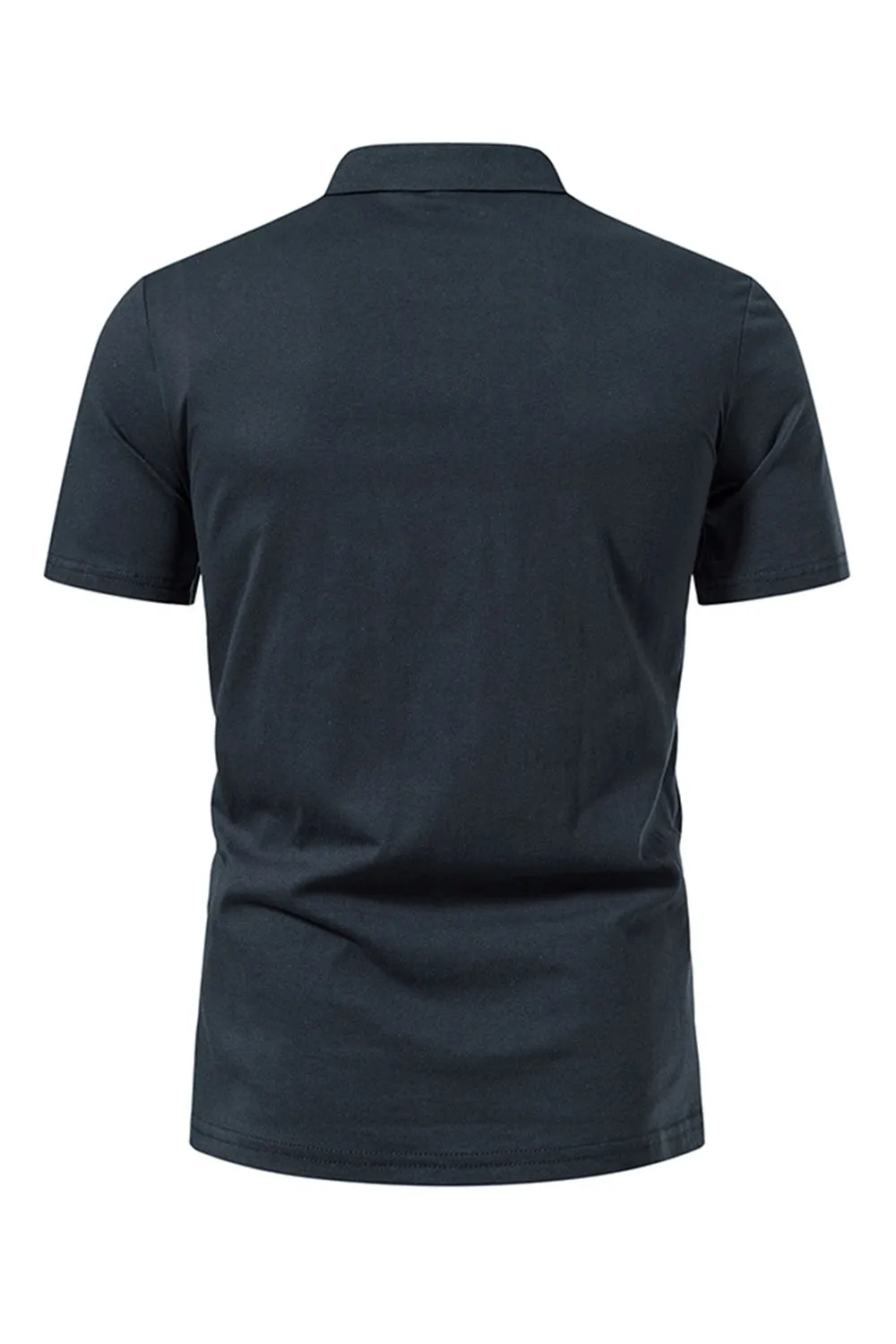 Army Green Short Sleeves Lace-up Collar Casual Polo Shirt