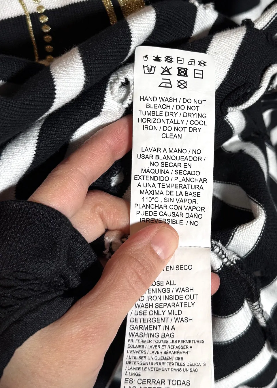 Balmain X Puma Black Striped Embroidered Distressed Hoodie Sweater