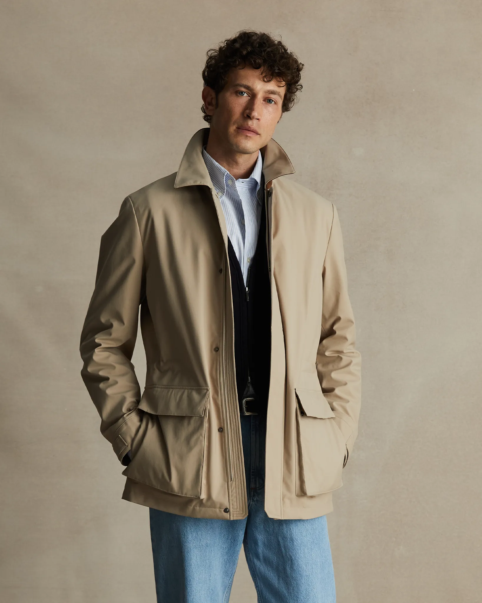 Beige Technical Field Jacket