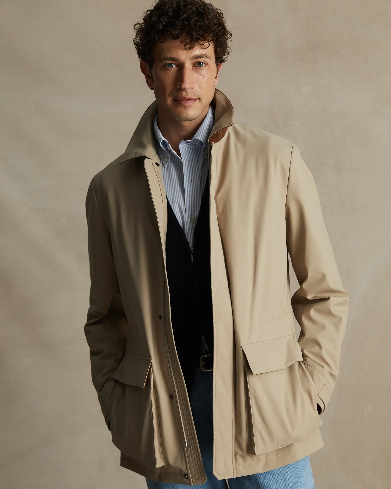 Beige Technical Field Jacket
