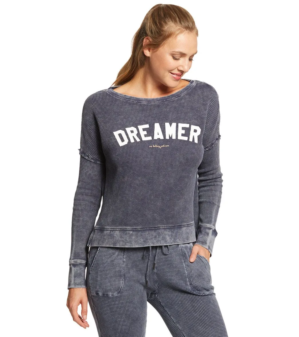 Betsey Johnson Performance Dreamer Waffle Split Hem Long Sleeve Tee