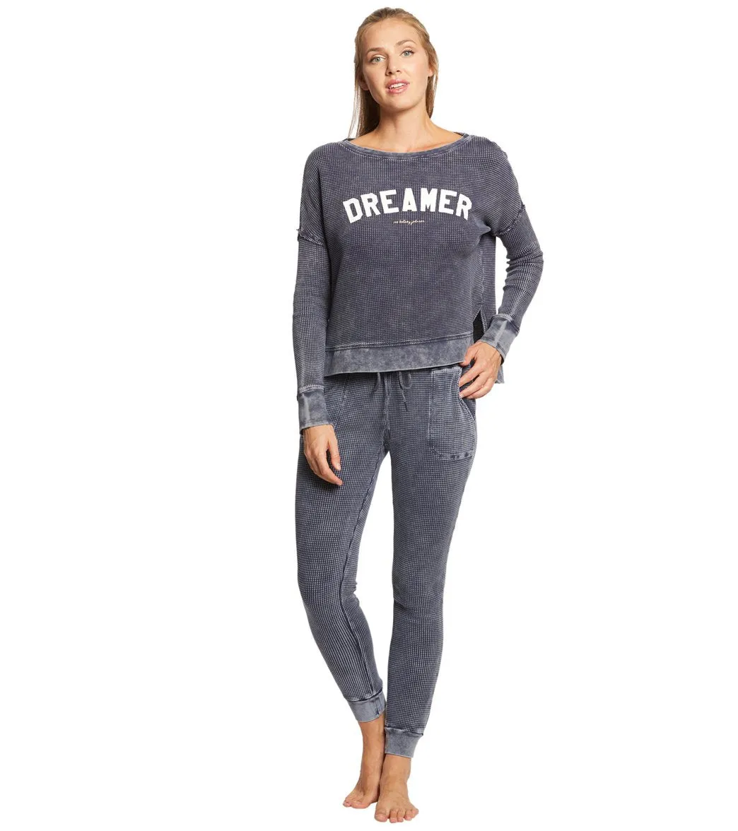 Betsey Johnson Performance Dreamer Waffle Split Hem Long Sleeve Tee