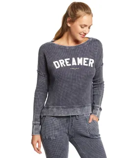 Betsey Johnson Performance Dreamer Waffle Split Hem Long Sleeve Tee