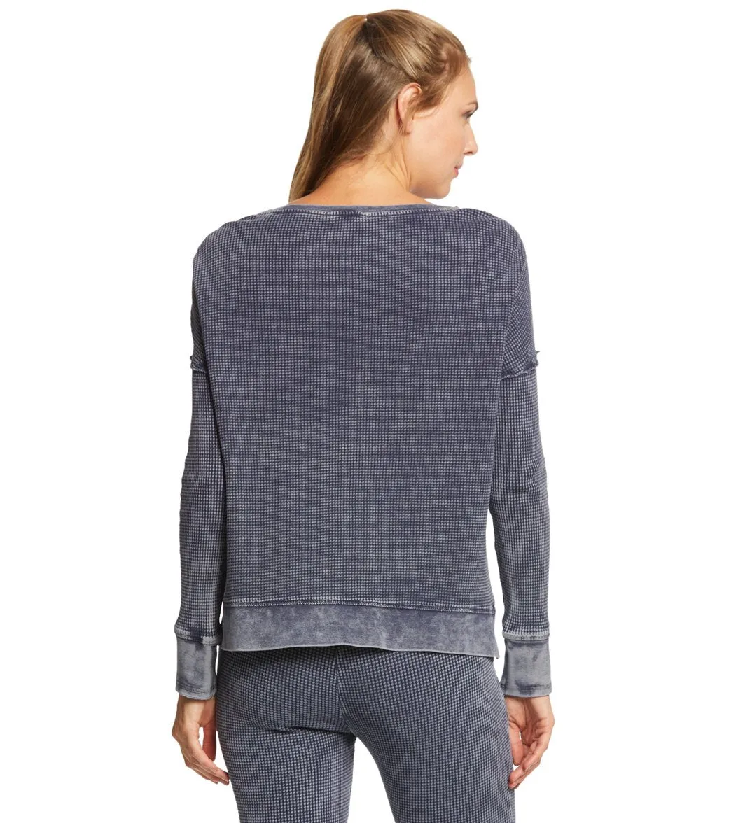 Betsey Johnson Performance Dreamer Waffle Split Hem Long Sleeve Tee