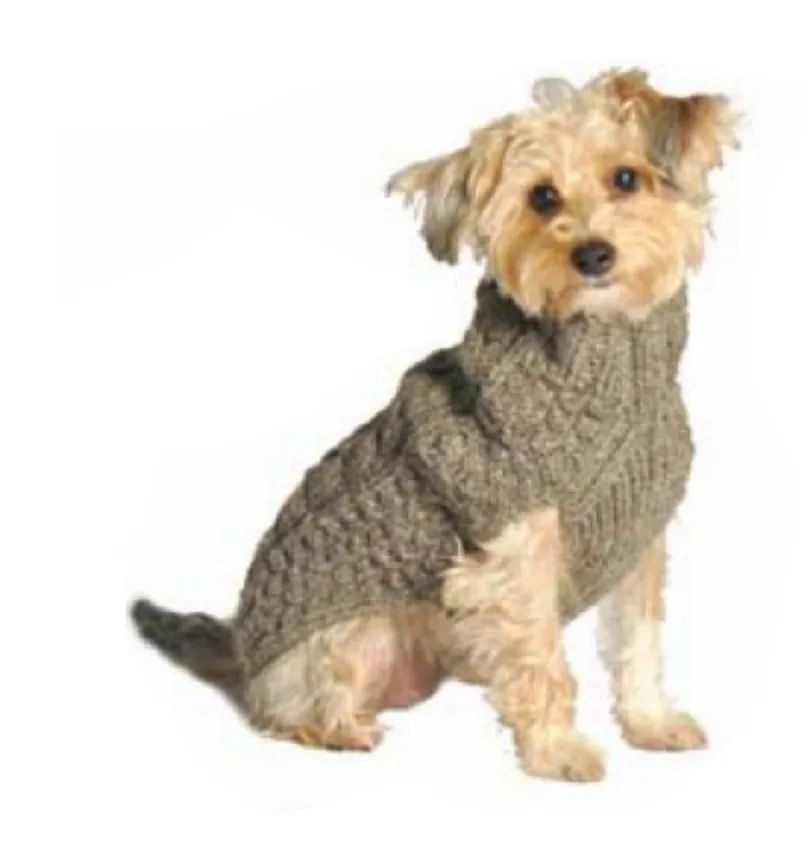 Cable knits - Grey Cable Knit Wool Dog sweater