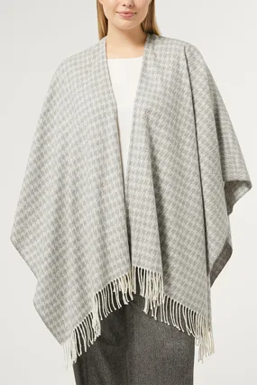 CARONTE GREY YARN-DYED FABRIC PONCHO
