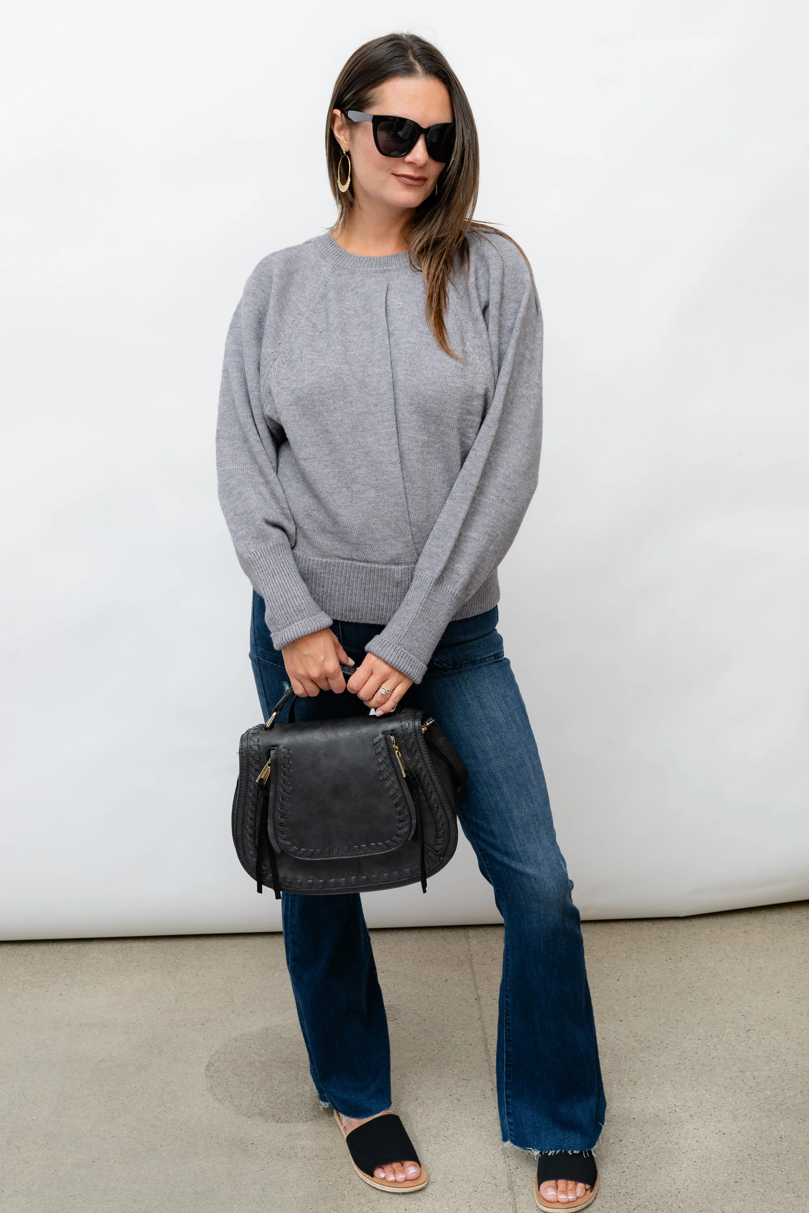 CLAUDELLE  KNIT SWEATER - GREY