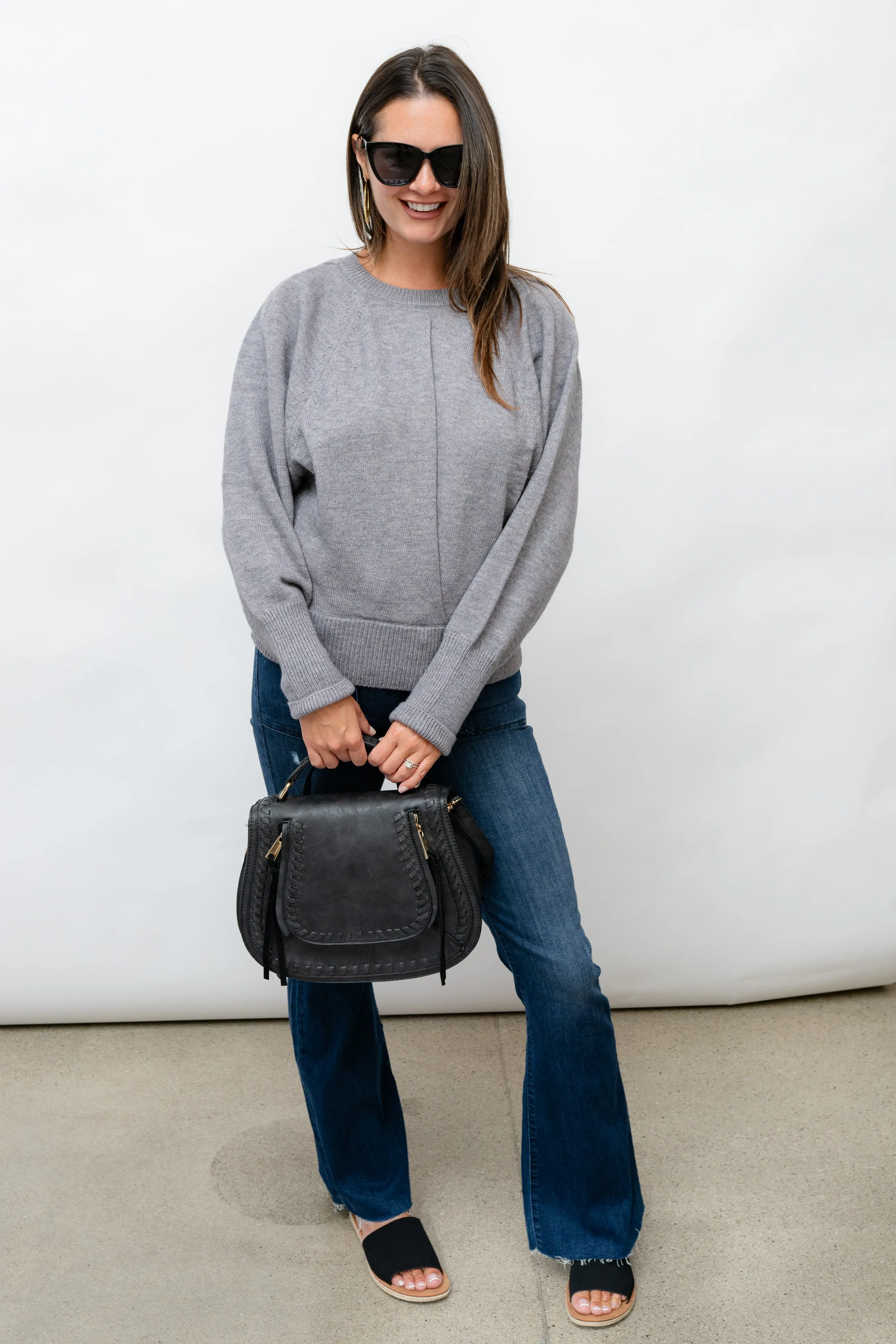 CLAUDELLE  KNIT SWEATER - GREY