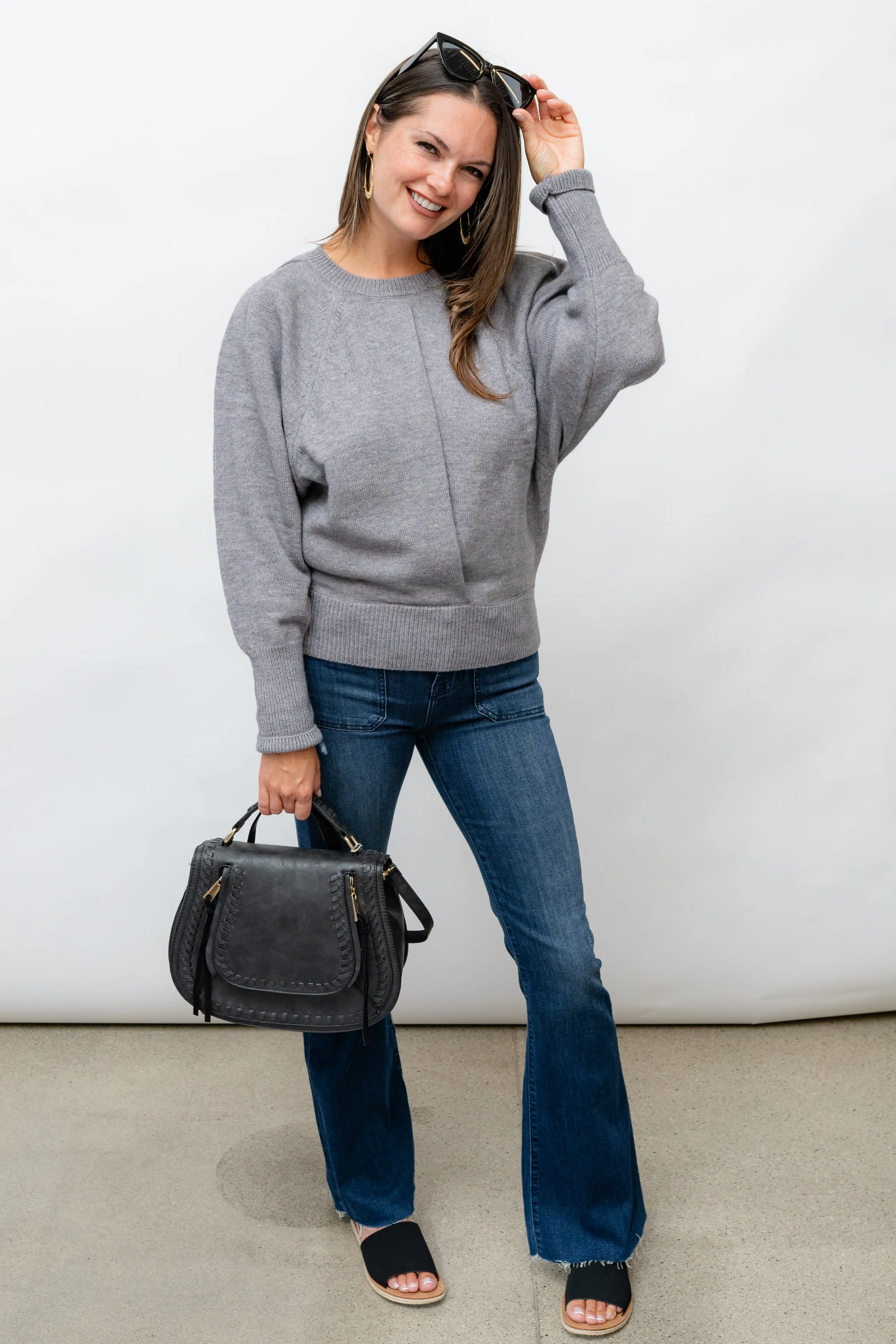 CLAUDELLE  KNIT SWEATER - GREY