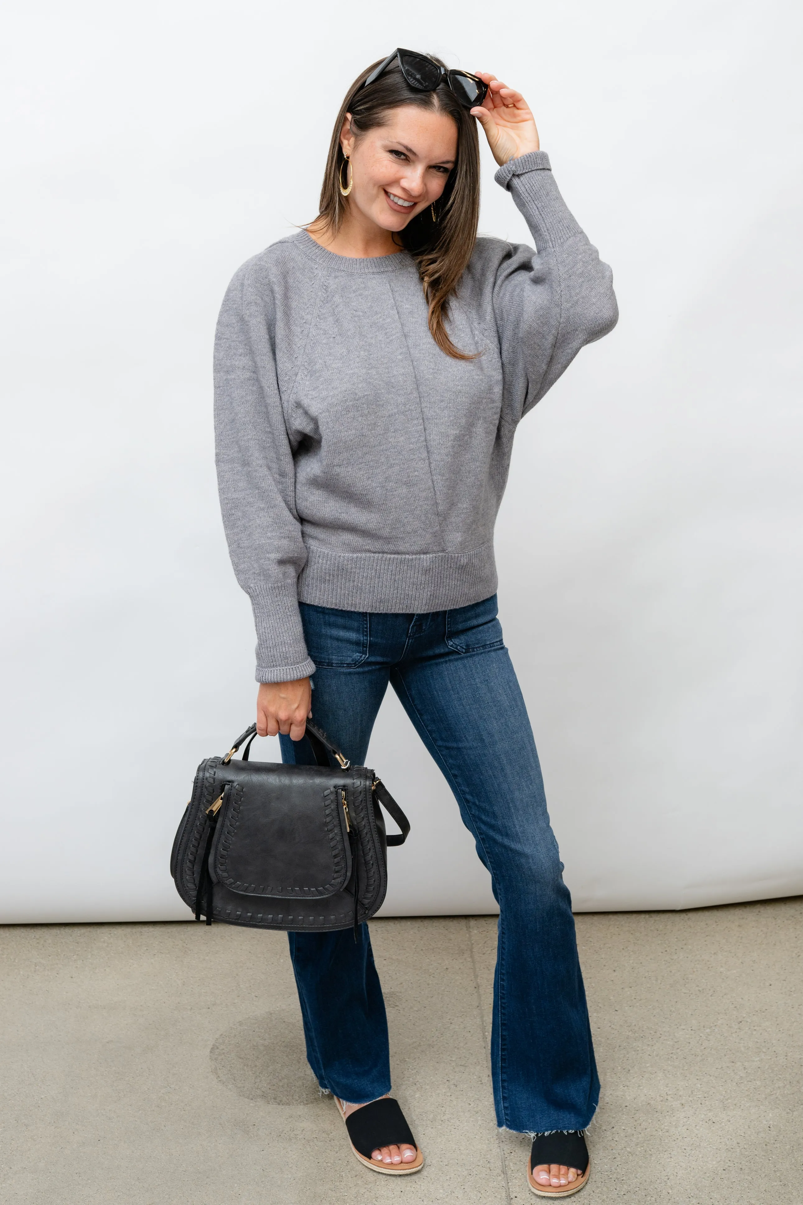 CLAUDELLE  KNIT SWEATER - GREY