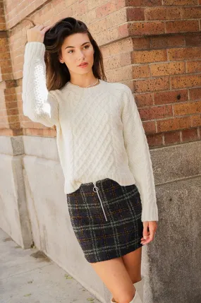 Cream Multi Cable Knit Sweater