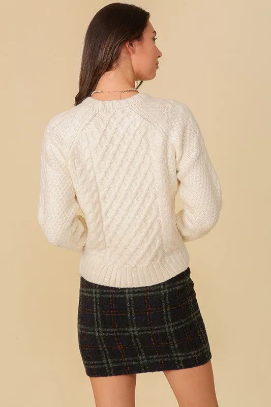 Cream Multi Cable Knit Sweater