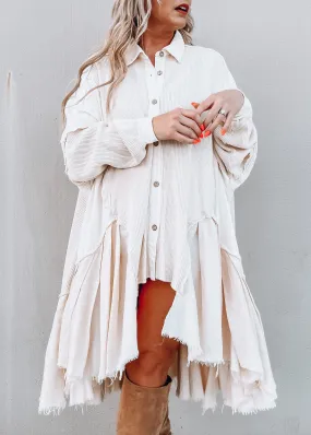 Cream Wafer Longline Shacket