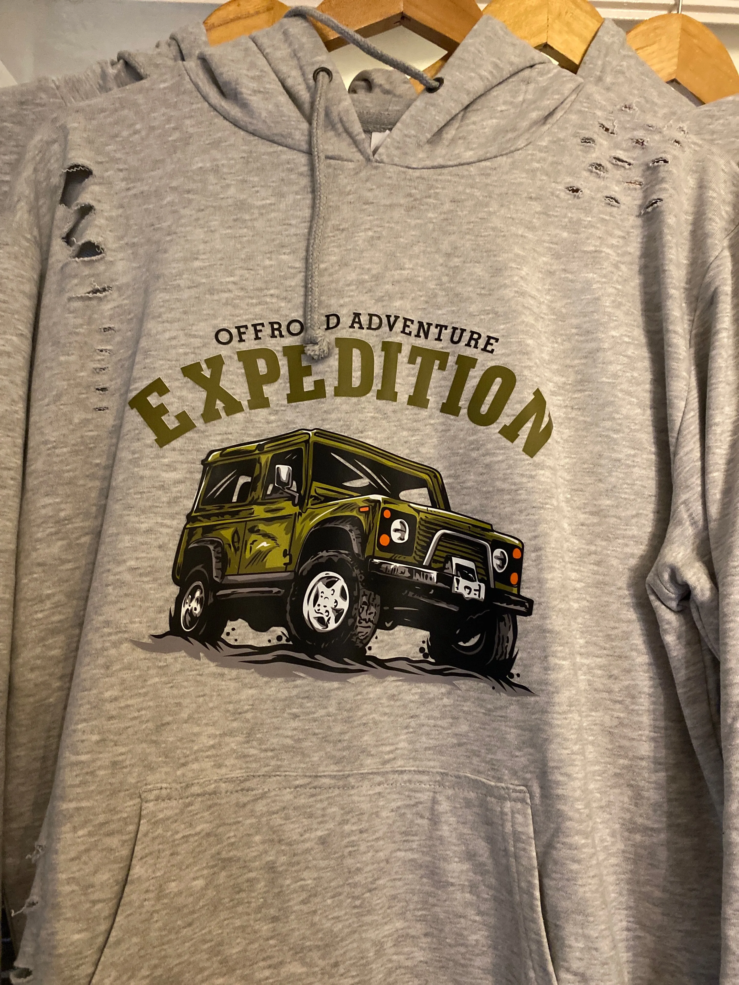 Distressed Adult Pale Grey  Hoodie with dachshund design
