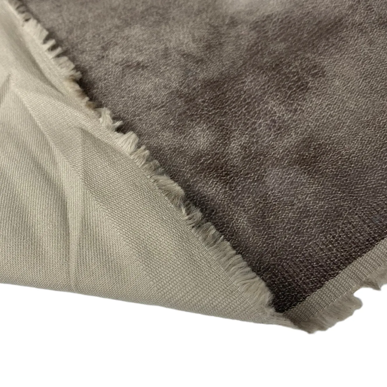 Distressed Coated Stretch Twill Canvas - Beige
