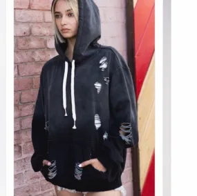 Distressed Hoody Black