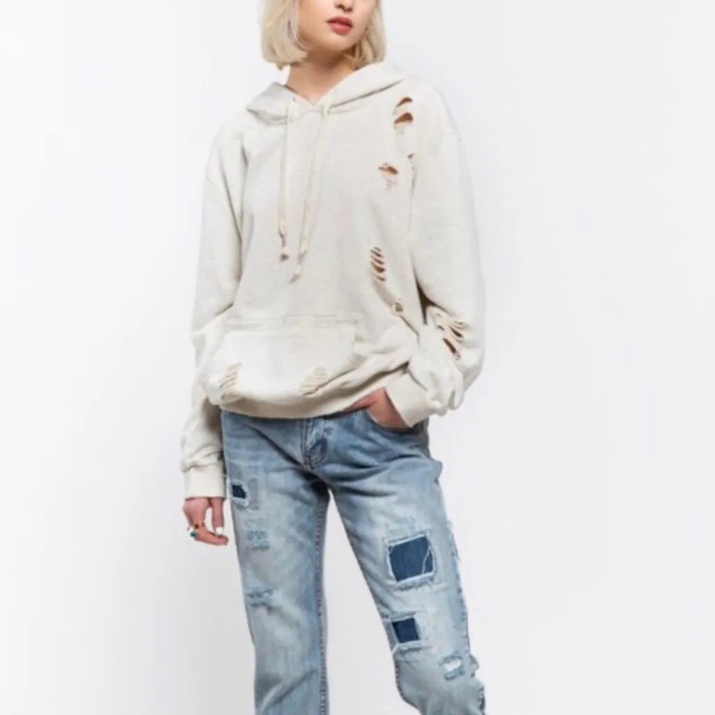 Distressed Hoody Black