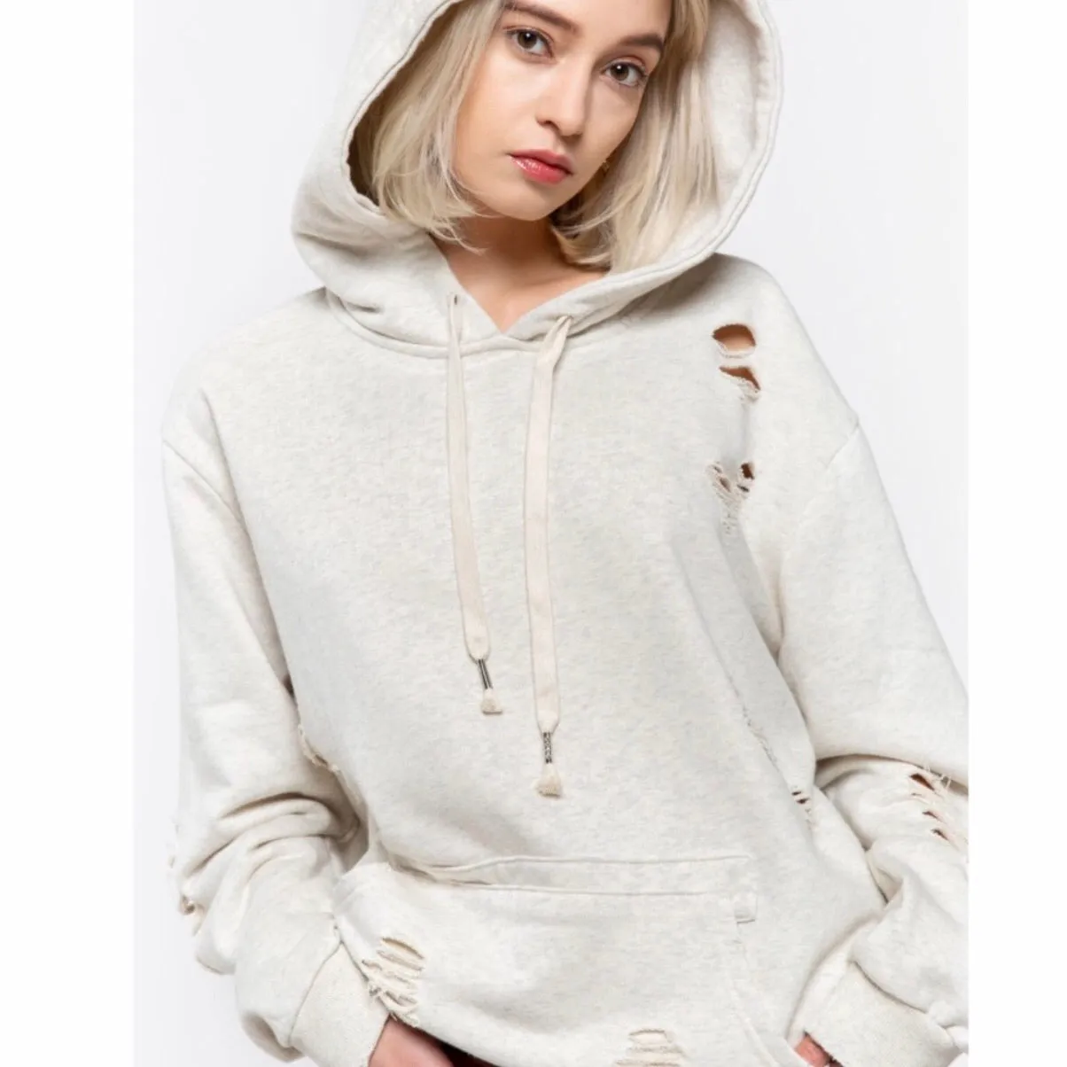 Distressed Hoody Black