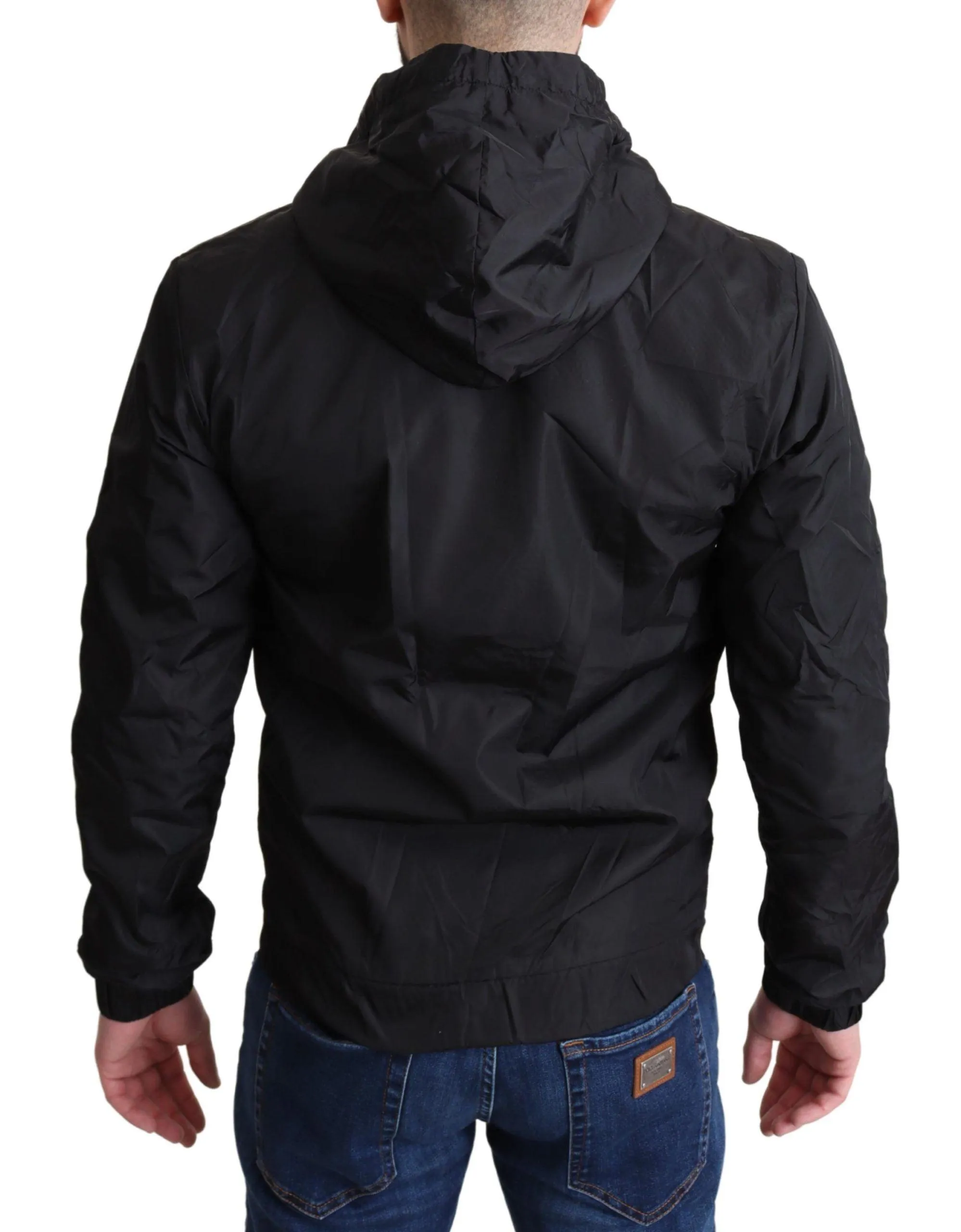 Dolce & Gabbana Black Windbreaker Hooded Sweater Jacket