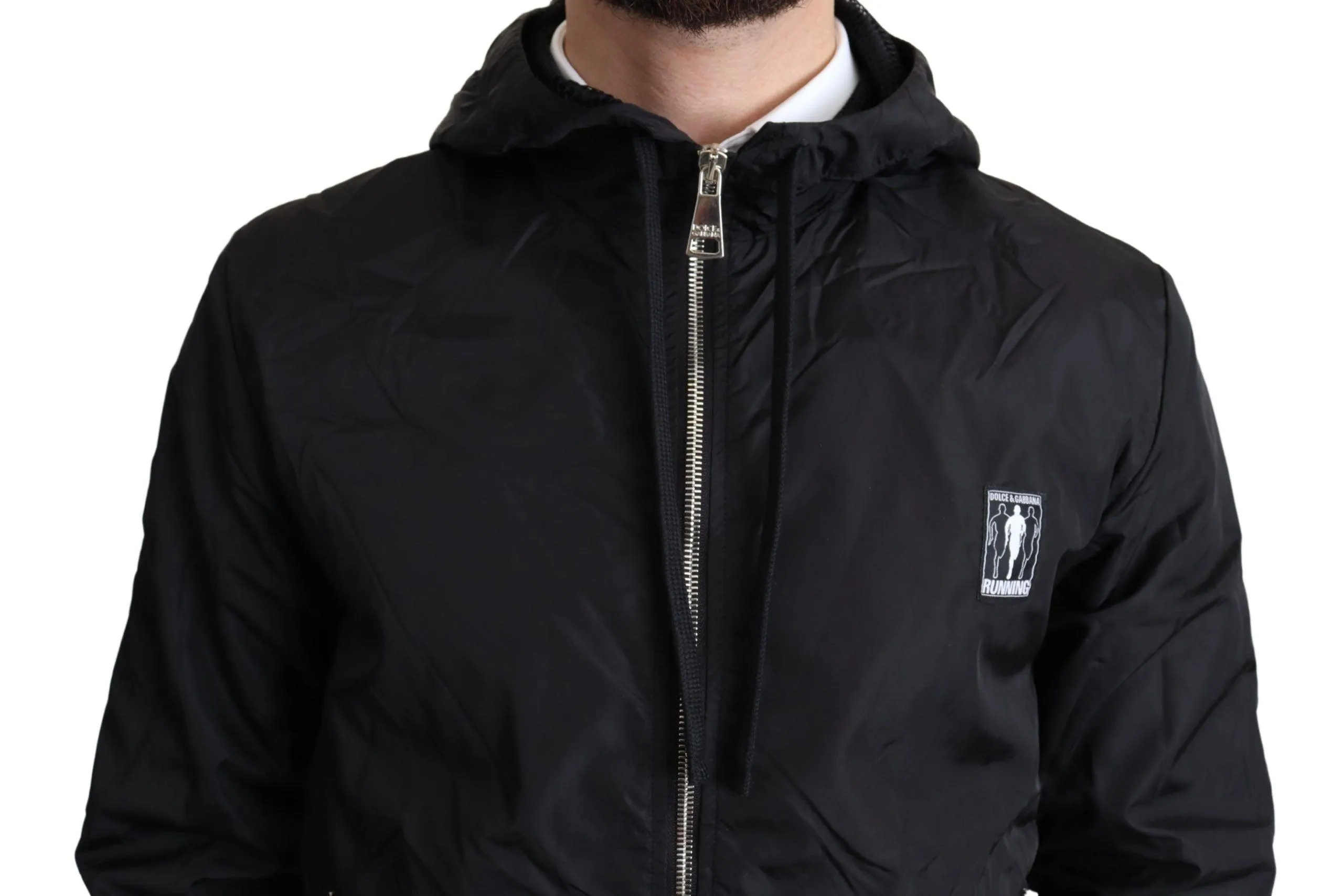 Dolce & Gabbana Black Windbreaker Hooded Sweater Jacket