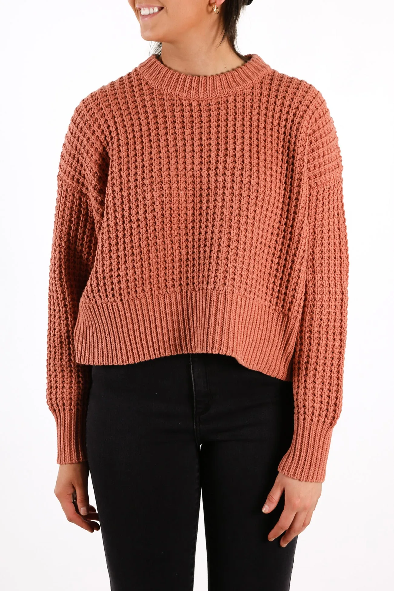 Eden Waffle Knit Jumper Terracotta