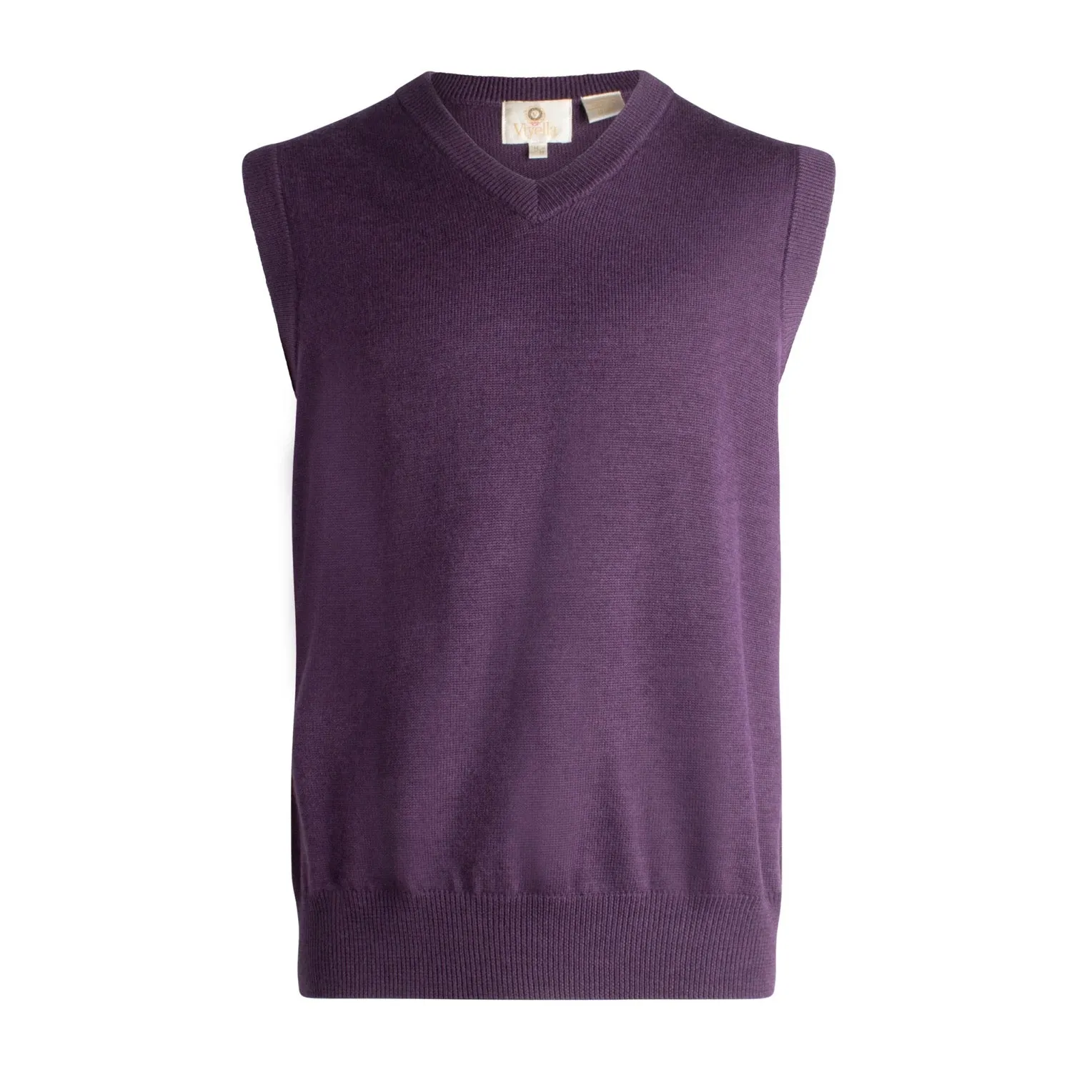 Extra Fine 'Zegna Baruffa' Merino Wool V-Neck Sleeveless Sweater Vest in Mulberry (Size Large) by Viyella