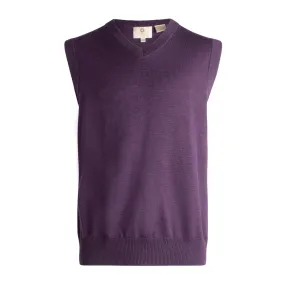 Extra Fine 'Zegna Baruffa' Merino Wool V-Neck Sleeveless Sweater Vest in Mulberry (Size Large) by Viyella
