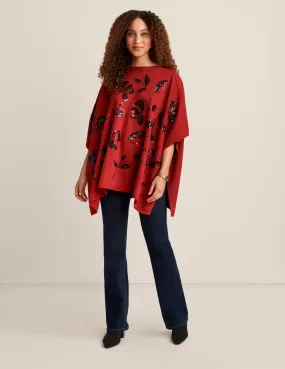 Floral Sequin Poncho