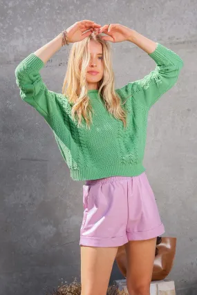 Green Cable Knit Sweater