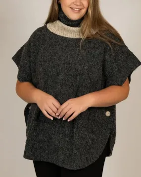 Gretchen Sweater Poncho Short Sleeves | Charcoal