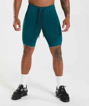 Gymshark 315 Seamless 1/2 Shorts - Winter Teal/Black