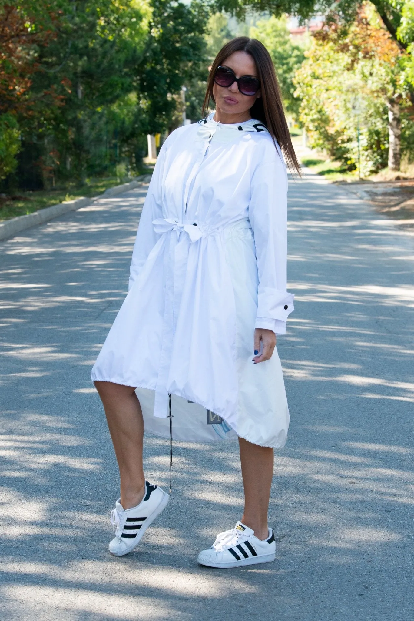 Hooded Print Raincoat EUGF