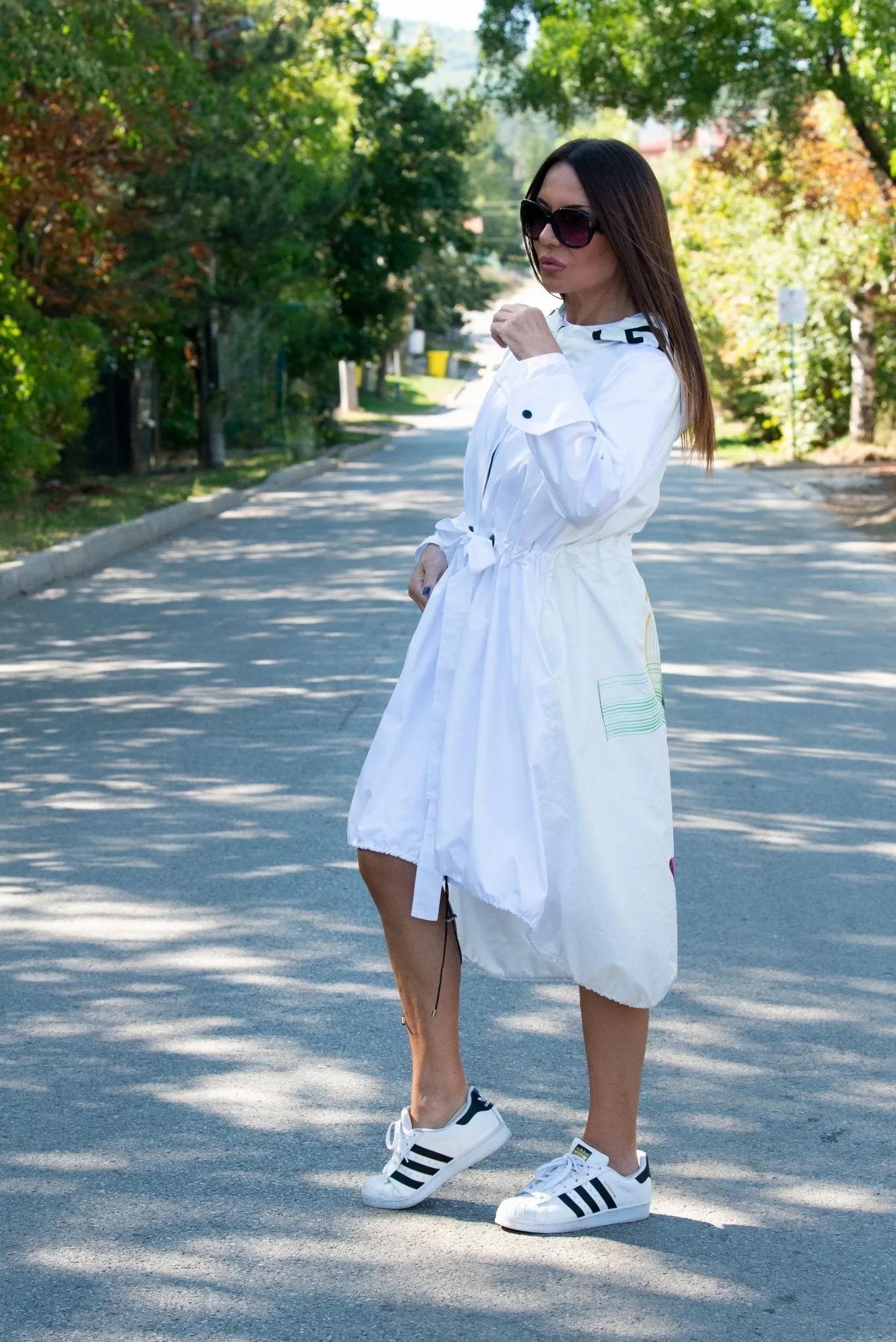 Hooded Print Raincoat EUGF