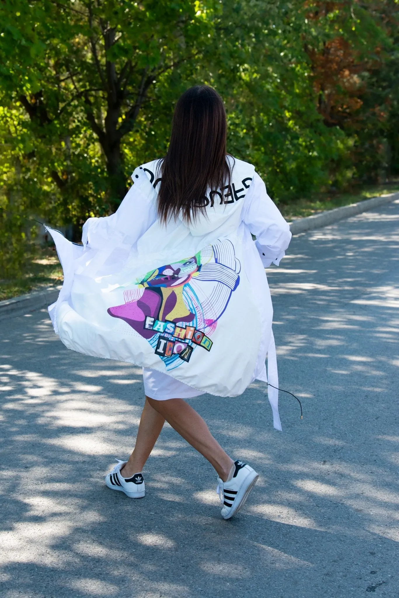 Hooded Print Raincoat EUGF