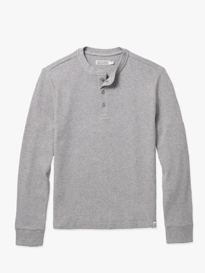 Hudson Waffle Henley in Heather Grey