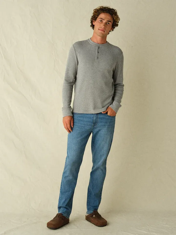 Hudson Waffle Henley in Heather Grey