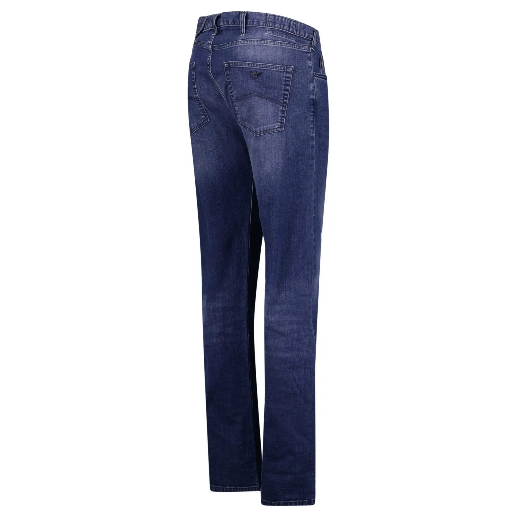 J45 Regular Fit 5 Pocket Black Eagle Distressed Belt Patch Jeans Blue