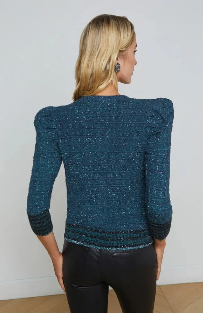 Jenni Waffle Stitch Cardigan in Deep Teal