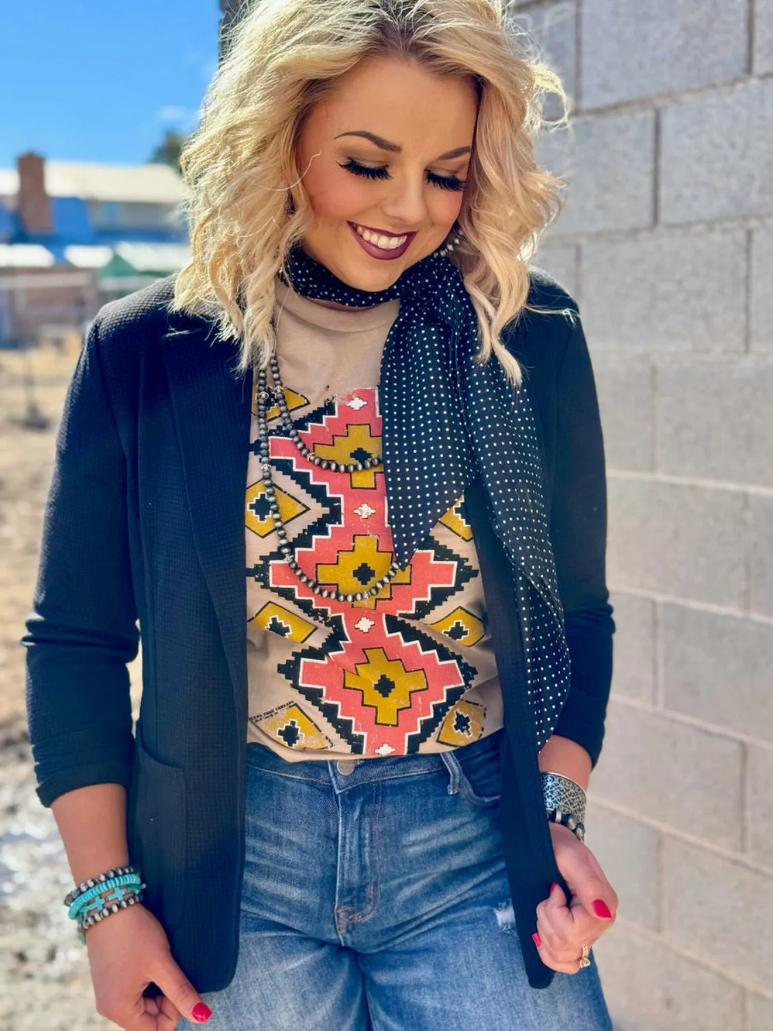 JoJo Black Waffle Blazer by Texas True Threads