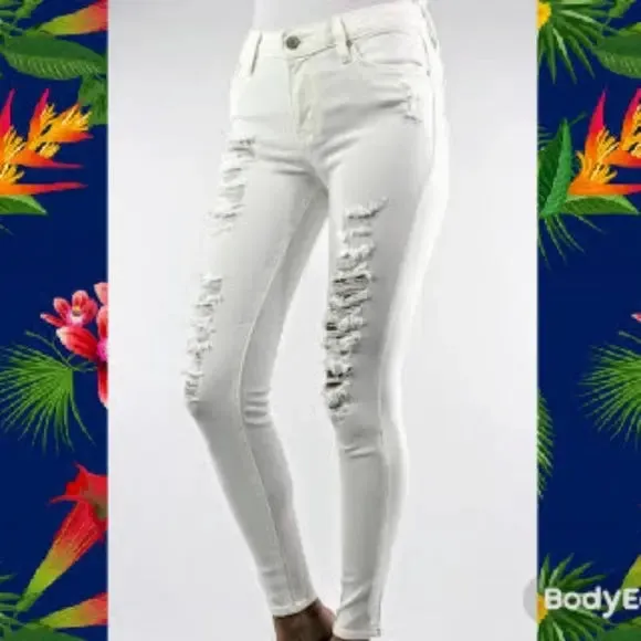 Just Black White Distressed Jeans