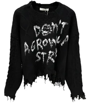 Letter Cable Knit Sweater