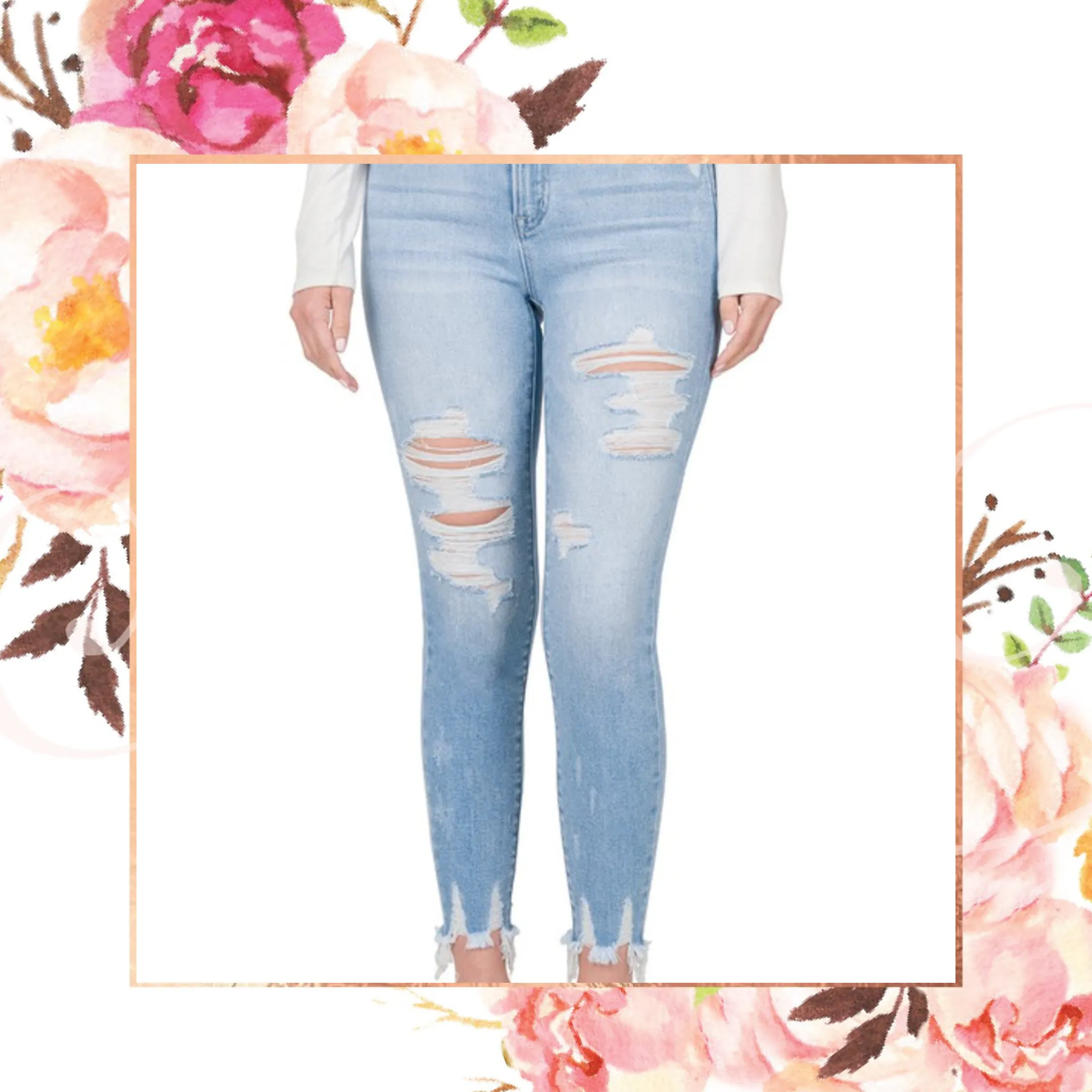 Light High-Rise Distressed Cropped Skinny Jeans