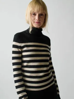 Lingua Franca - Morissey Textured Stripe Turtleneck (Jet)