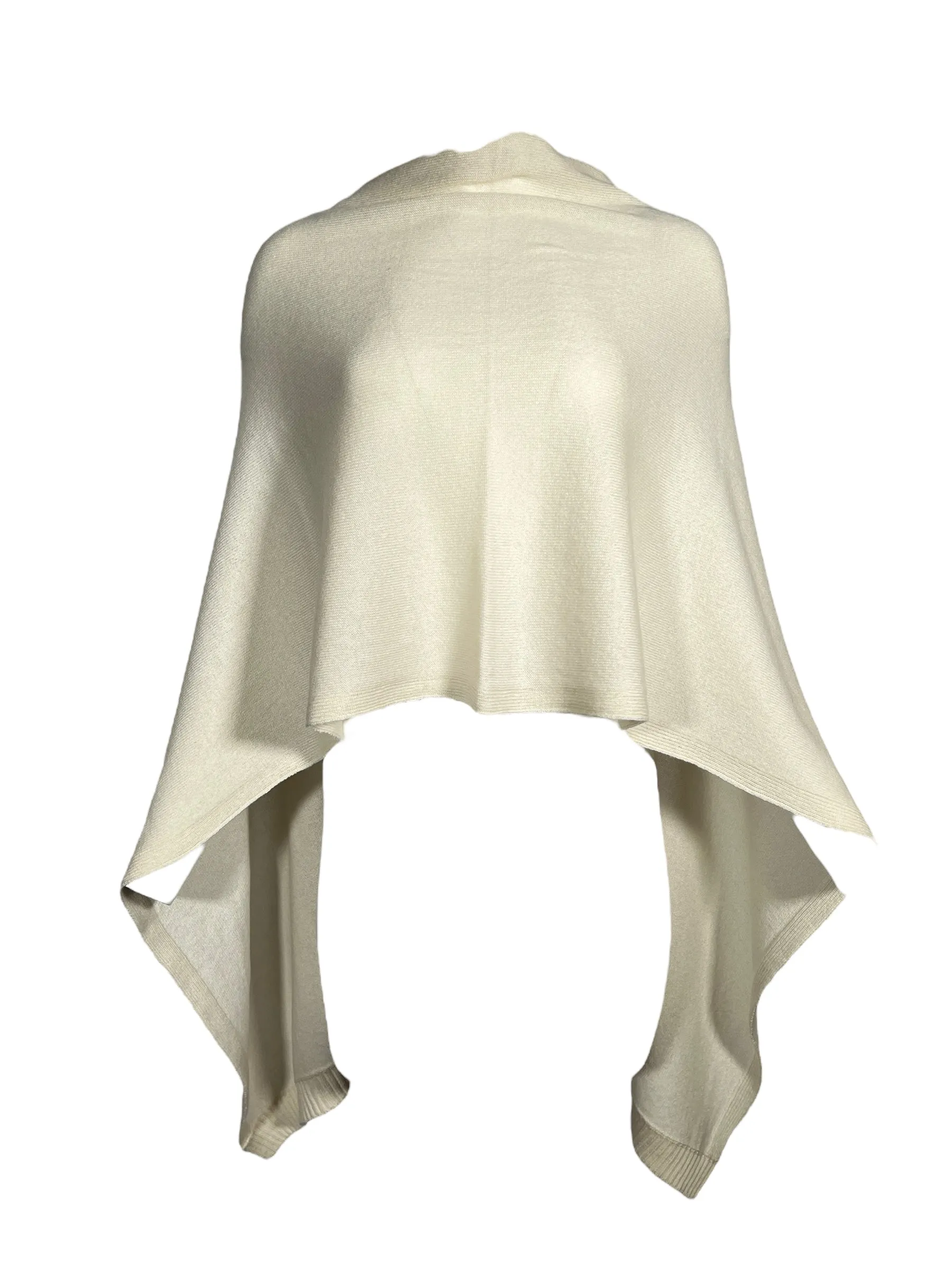 LUIV FIRENZE CASHMERE FRINGE PONCHO - IVORY